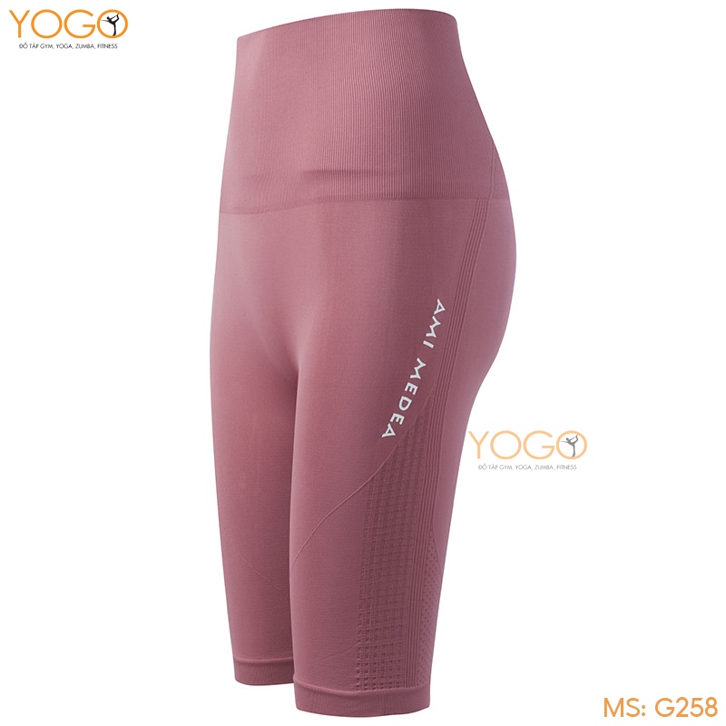 Quần legging tập gym yoga nữ lửng YOGO cạp cao ôm body nâng mông co giãn 4 chiều thoáng mát thấm hút mồ hôi G258