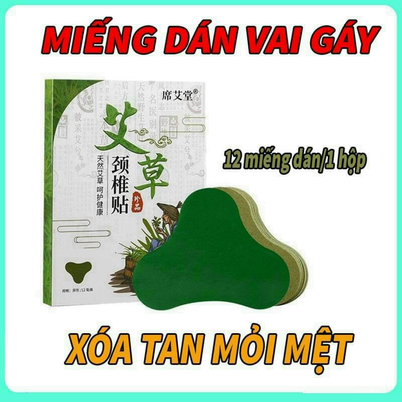 Hộp 12 Miếng Dán Ngải Cứu Cổ Gáy Giảm Đau Cổ Vai Gáy, Thải Độc