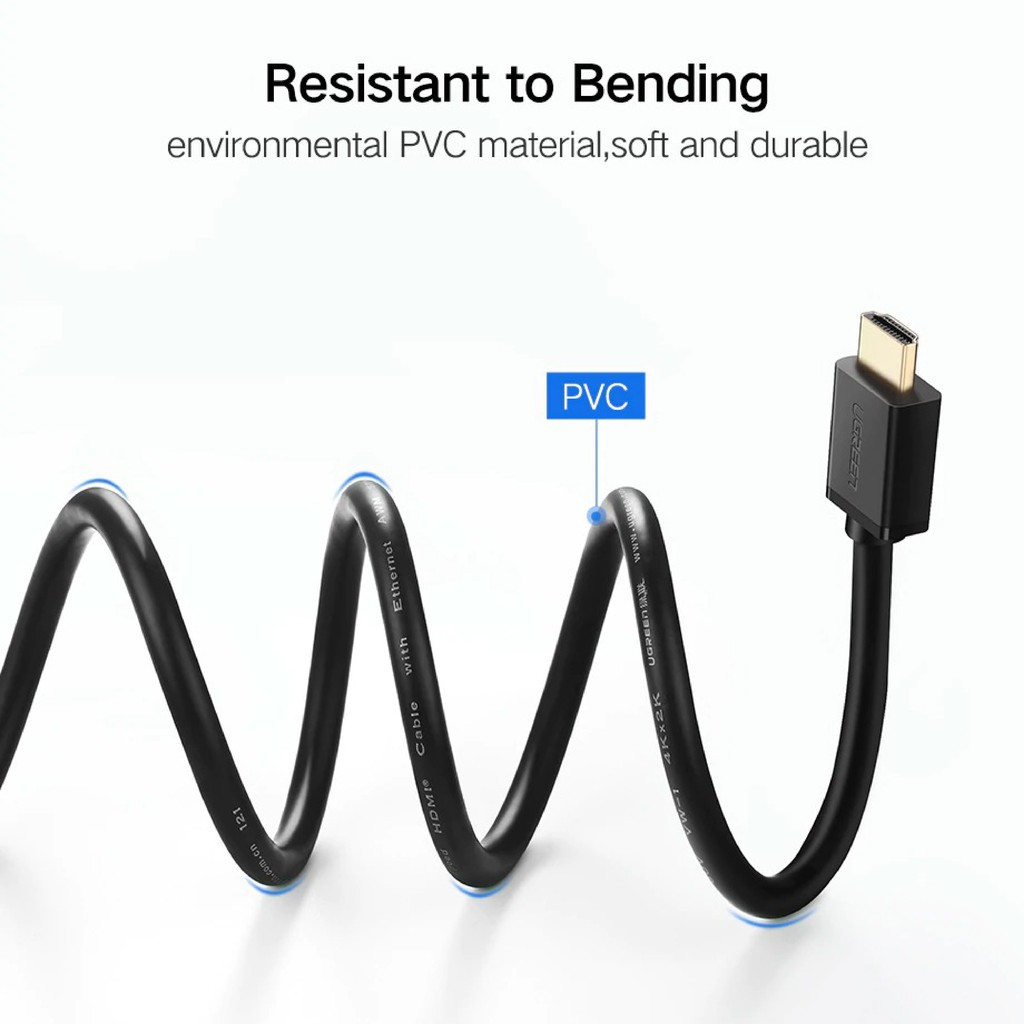 Dây HDMI 1.4 thuần đồng 19+1 Dài 1M hỗ trợ 3D, 4K*2K full HD 1080 UGREEN HD104 - Hàng chính hãng