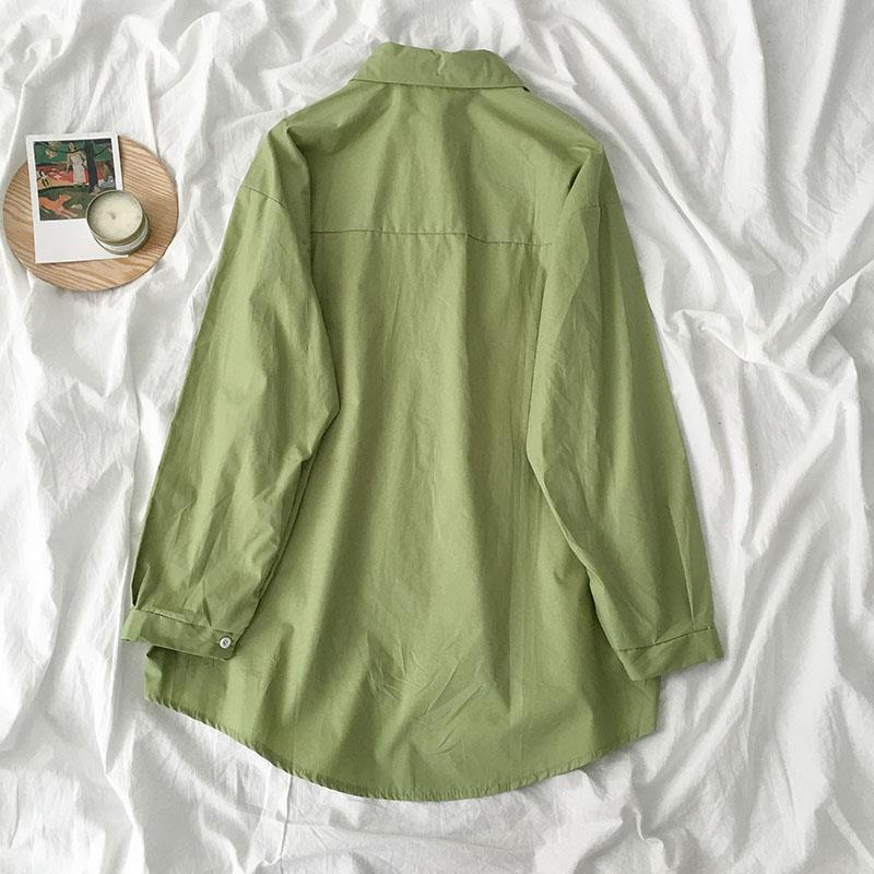 Áo sơ mi tay dài màu trơn thời trang cho nữ