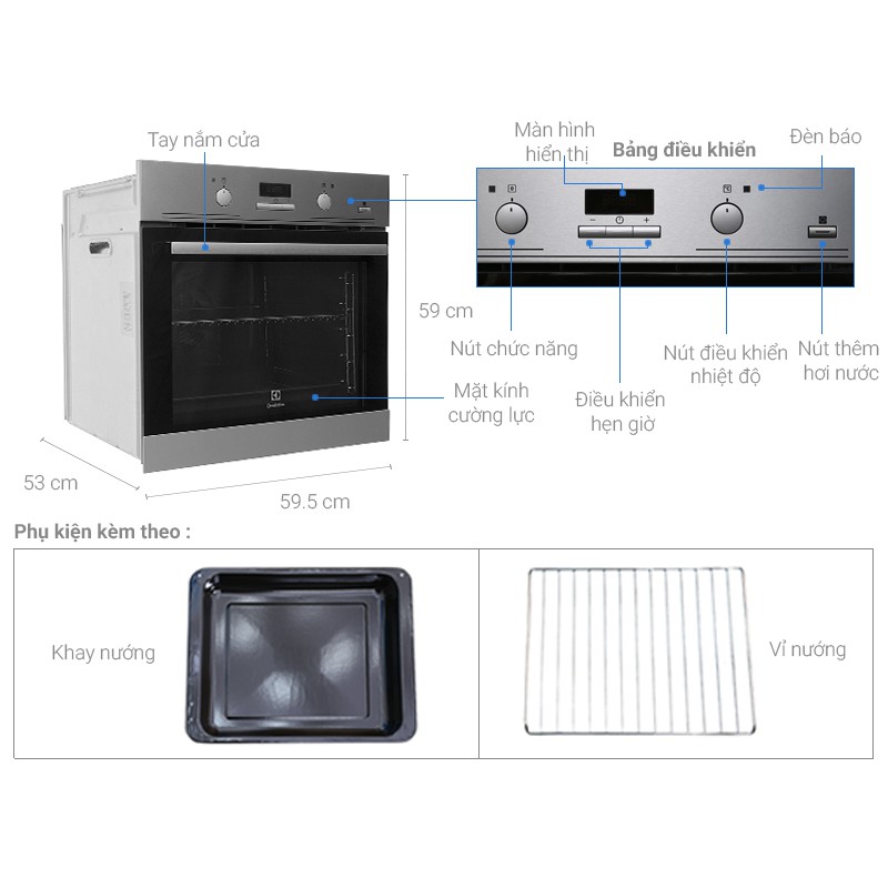 Lò nướng âm Electrolux EOB3434BOX 72L