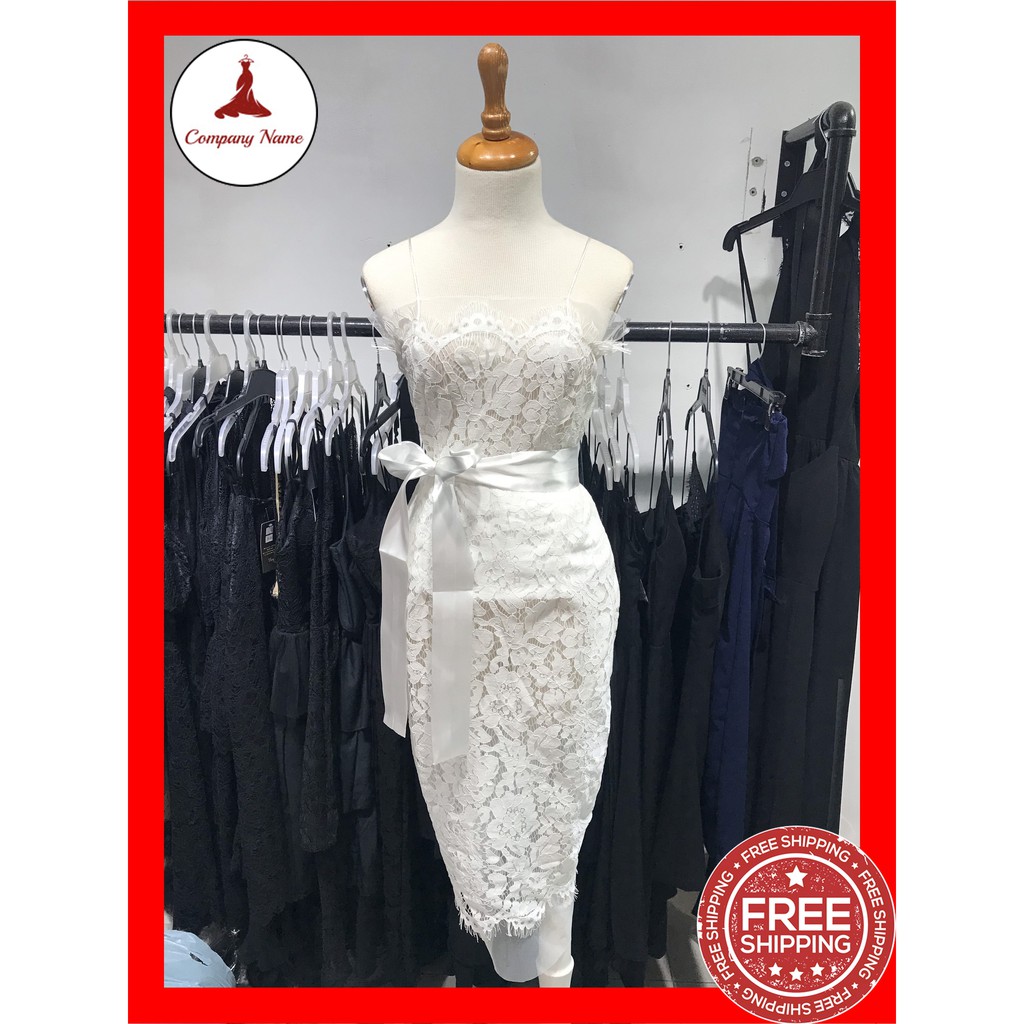 [ảnh thật + video] VÁY THIẾT KẾ 2 MÀU TRẮNG ĐEN 2 DÂY VẢI REN CAO CẤP THÍCH HỢP MẶC DỰ TIỆC CƯỚI TRANG TRỌNG - CELINE