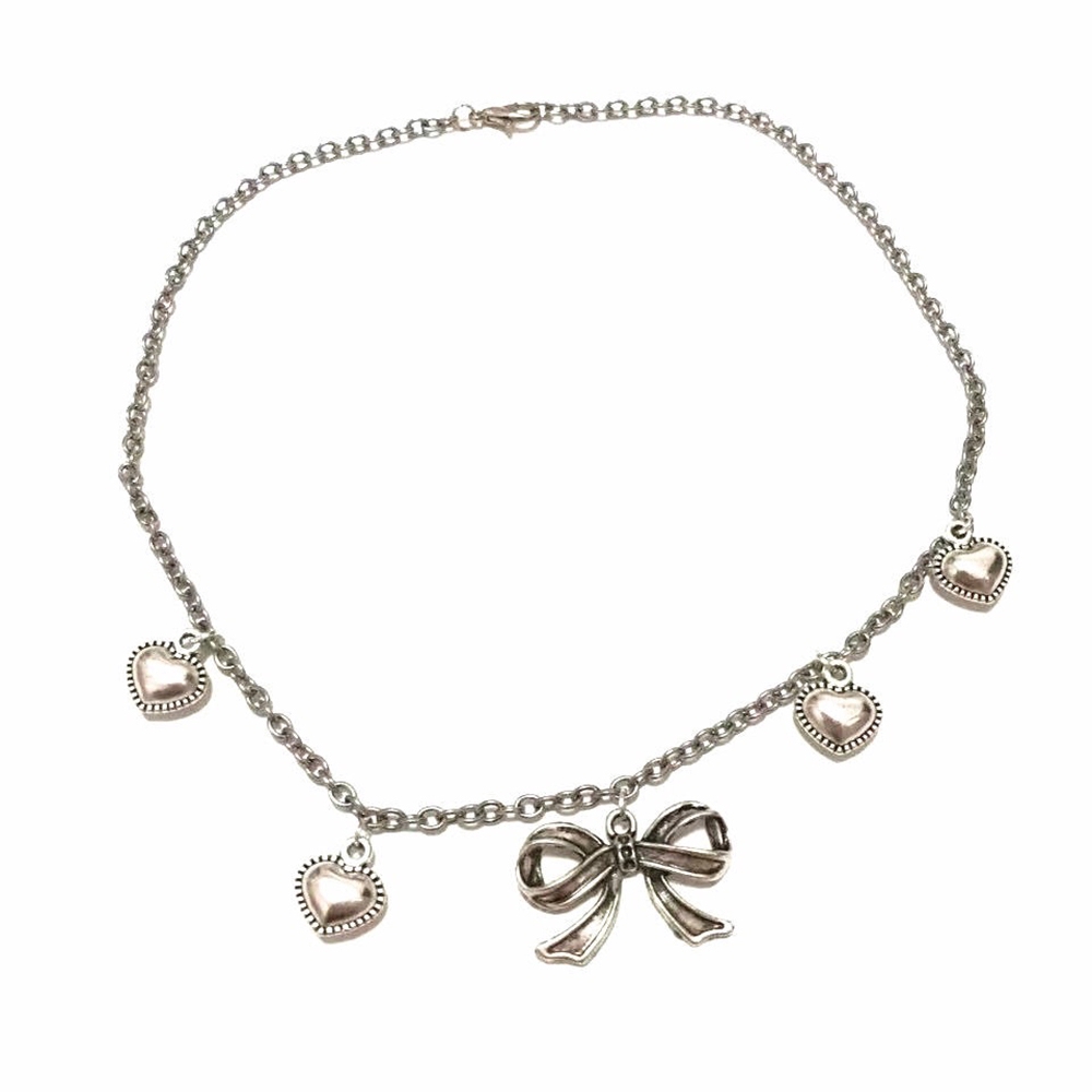 [Mã FASHIONCB232 hoàn tối đa 15K xu đơn 50K] Dây chuyền nữ mặt hình nơ trái tim phong cách retro Hàn Quốc xinh xắn | BigBuy360 - bigbuy360.vn