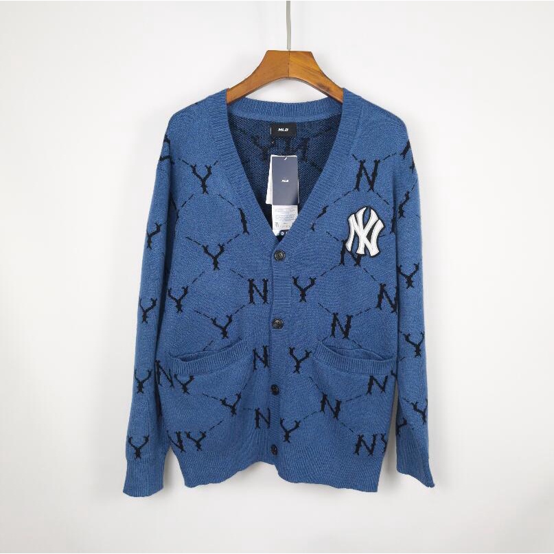 ❤❀  ❤ Mlb Áo Khoác Cardigan Tay Dài Cổ Chữ V Thêu Chữ Thời Trang