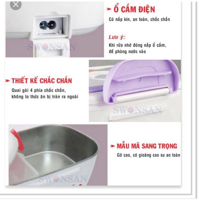 Hộp cơm hâm nóng ruột inox cắm điện ( inox 304) | BigBuy360 - bigbuy360.vn
