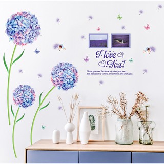 Decal dán tường Cẩm tú cầu xanh