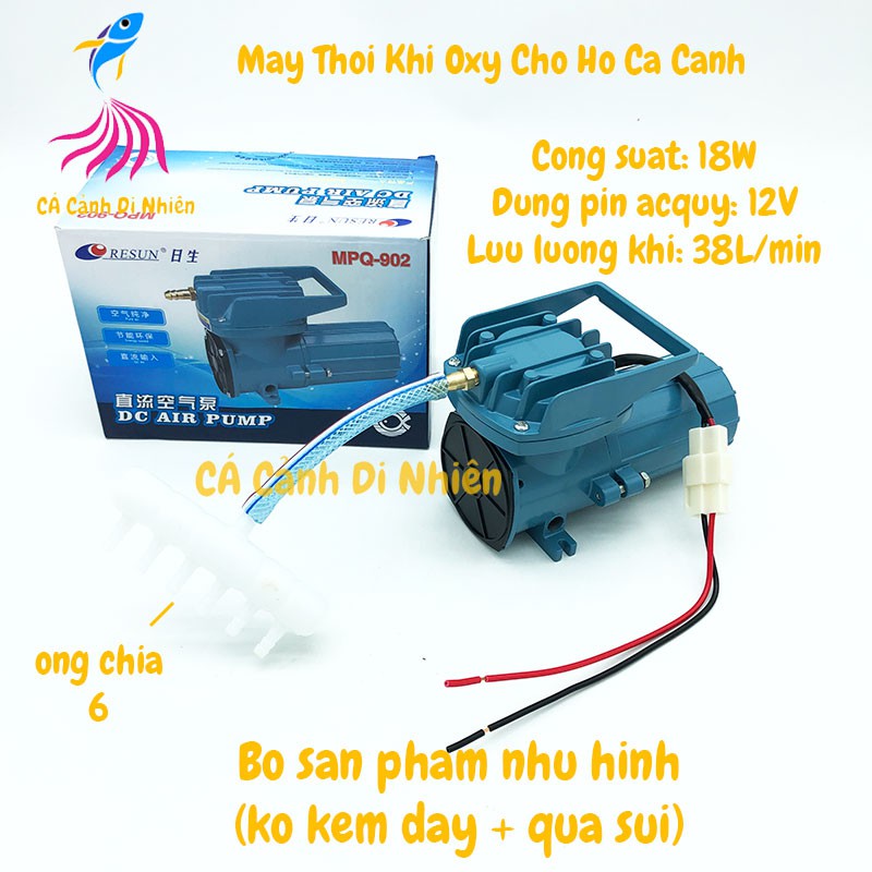 Máy sủi thổi khí oxy 18W Resun MPQ-902 chạy bình ắc quy 12V MPQ902 cho hồ cá