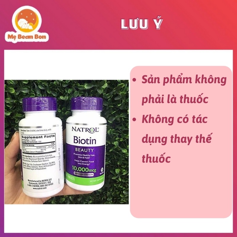 Viên uống Natrol Biotin 10000 mcg (100v), USA