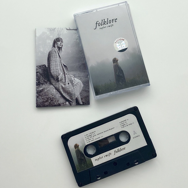 Taylor Swift Folklore băng cassette Băng Keo Đen Cổ Điển In Hình Taylor Swift