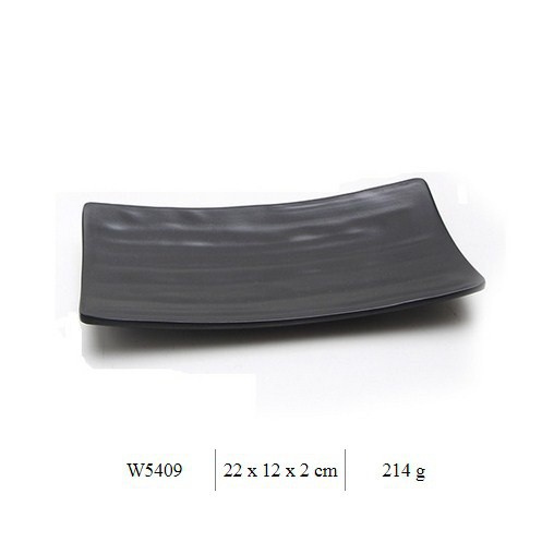 [h2kshop.vn] Đĩa màu đen cao cấp hình chữ nhật có 4 chân bày khai vị rất đẹp kiểu Hàn Quốc 22*12 cm 5409