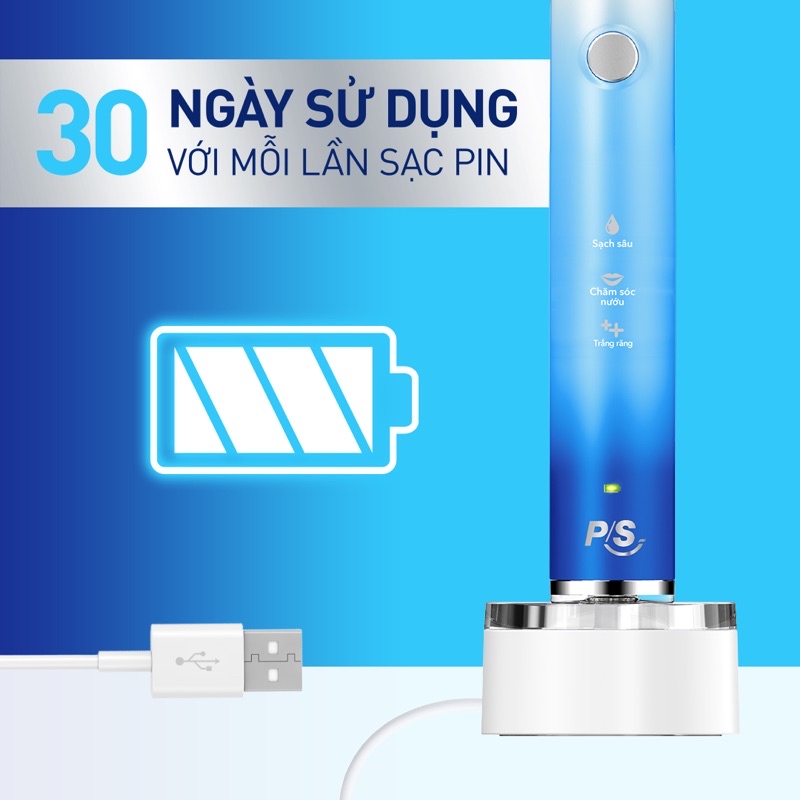 Bàn chải điện P/S S100 PRO - Hàng chính hãng - Sạch sâu, chăm sóc nướu, trắng răng