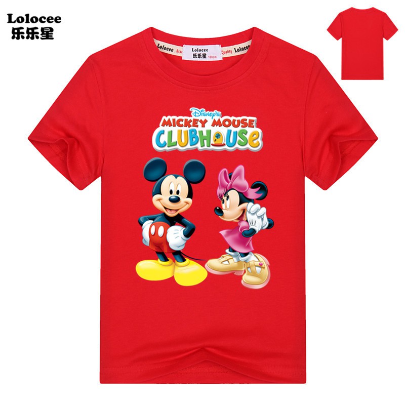 MINNIE Áo Thun Tay Ngắn In Hình Chuột Mickey Dễ Thương Cho Bé