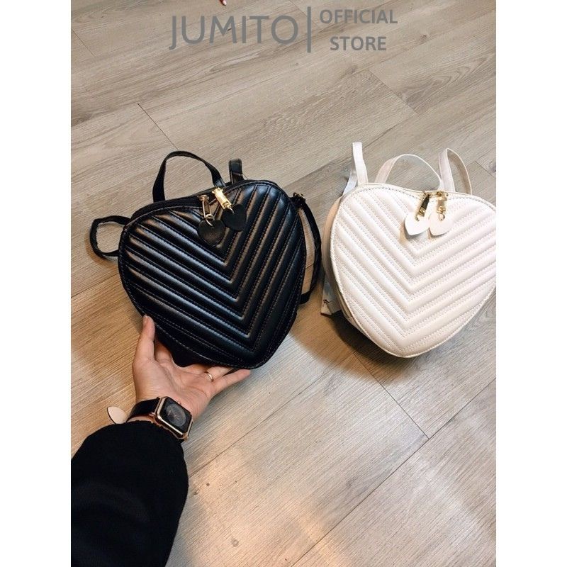 Balo nữ hình tim Thuỷ Tiên size 25cm vân nổi siêu xinh đủ màu JUMITO SF690