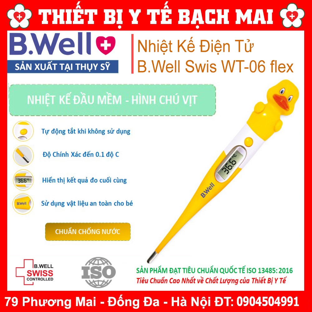 Nhiệt Kế Điện Tử Dễ Thương Bwell Swiss WT-06 flex Hình Vịt, Thỏ