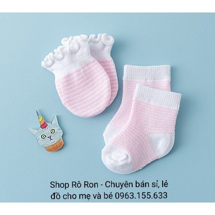 SET 2 ĐÔI TẤT + 2 ĐÔI BAO TAY COTTON LEN THÁI CHO BÉ