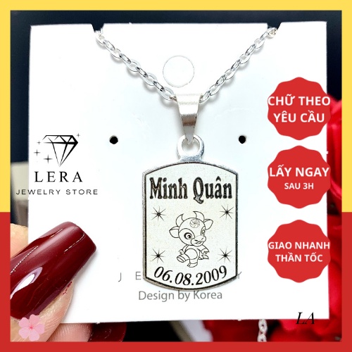 Vòng cổ bạc ta 925 khắc tên khắc chữ laze theo yêu cầu cho bé trai bé gái, mặt dây chuyền thiết kế ltại LERA lấy ngay