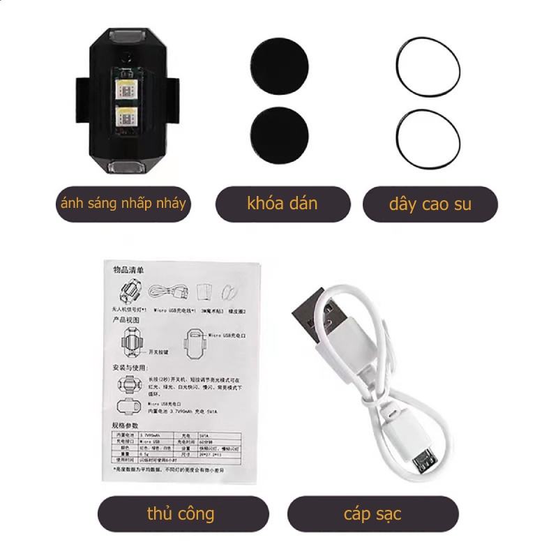 Đèn LED cảnh báo cho xe máy/ UAV ánh sáng nhấp nháy báo tín hiệu khẩn cấp