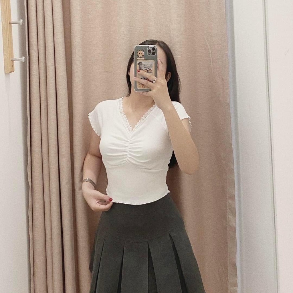 ÁO CROPTOP THUN NỮ CỔ V
