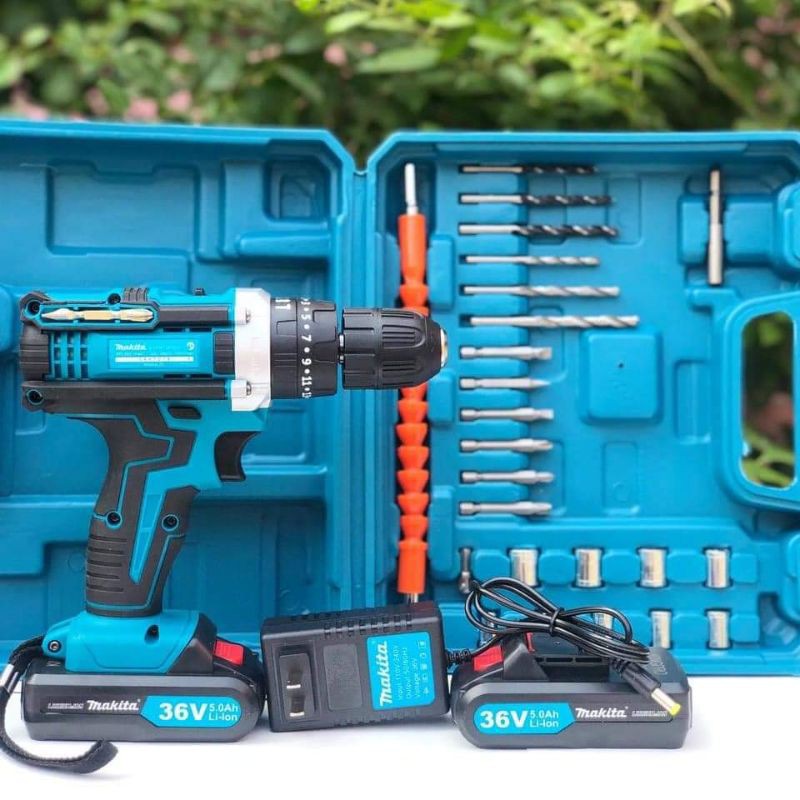 Máy Khoan Pin 36V Makita 3 Chức Năng Có Búa- Tặng Bộ Phụ Kiện 24 Chi Tiết Hàng Loại 1