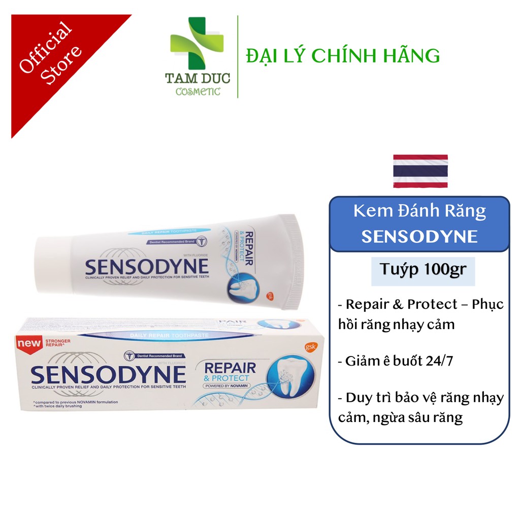 Kem Đánh Răng SENSODYNE Repair &amp; Protect 100gr Phục hồi răng nhạy cảm ngừa sâu răng giảm ê buốt [sensodyne / sénodyne]