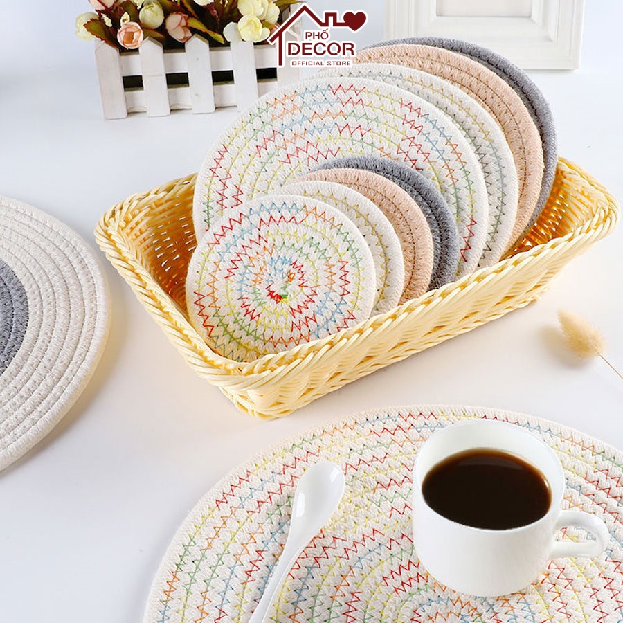 Miếng Lót Cốc Chén Phố Decor Chất Liệu Vải Nhiều Màu Sắc Kích Thước Khác Nhau Thấm Hút Dễ Dàng