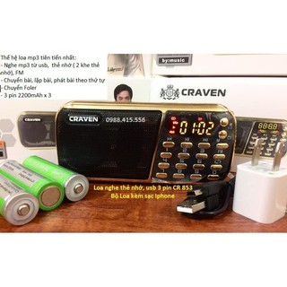 Mua Loa nghe thẻ nhớ  Usb  FM 3 pin Craven CR 853
