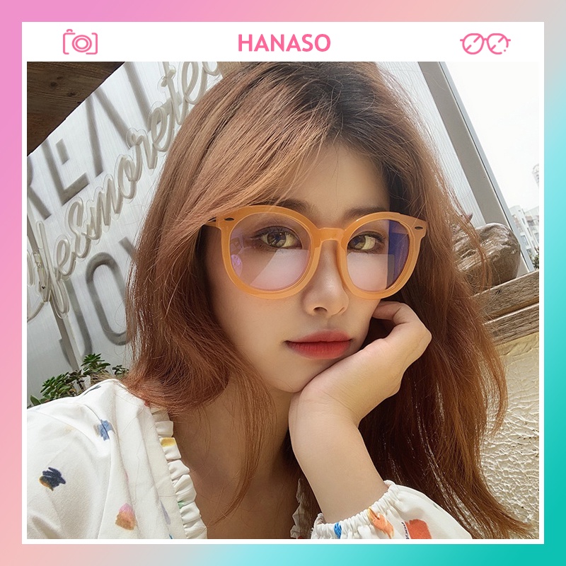 Kính cận thời trang nữ gọng tròn mắt kính không độ chống tia UV phong cách Hàn Quốc đẹp cute giá rẻ HANASO 063