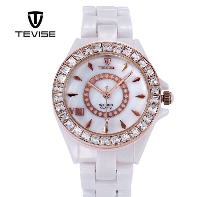Đồng hồ nữ Tevise thời trang dây đá sứ