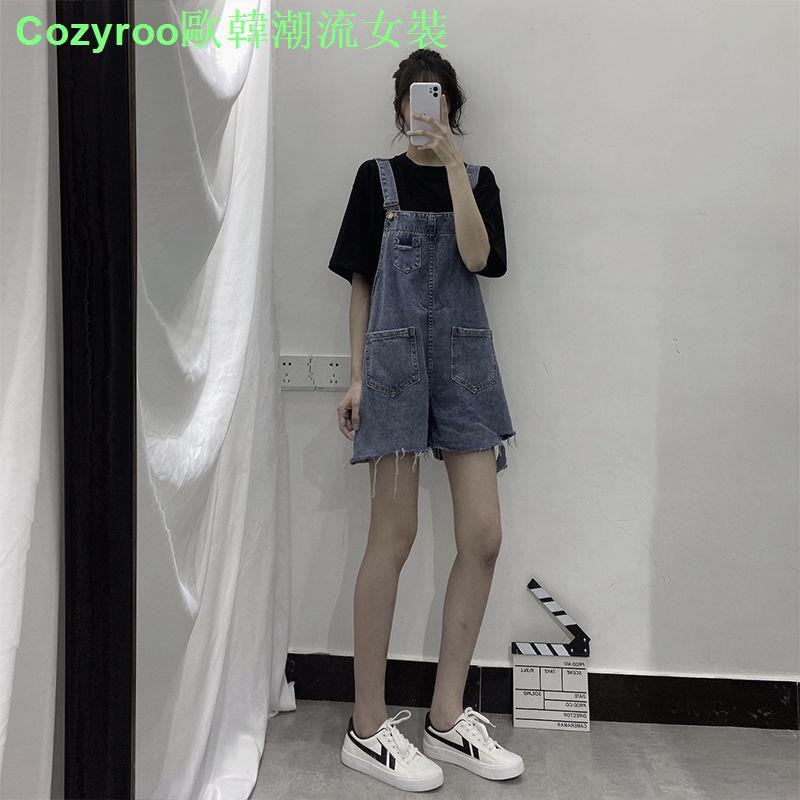 Jumpsuit Denim Ngắn Phong Cách Hàn Quốc Thời Trang Mùa Hè Dành Cho Nữ 2021