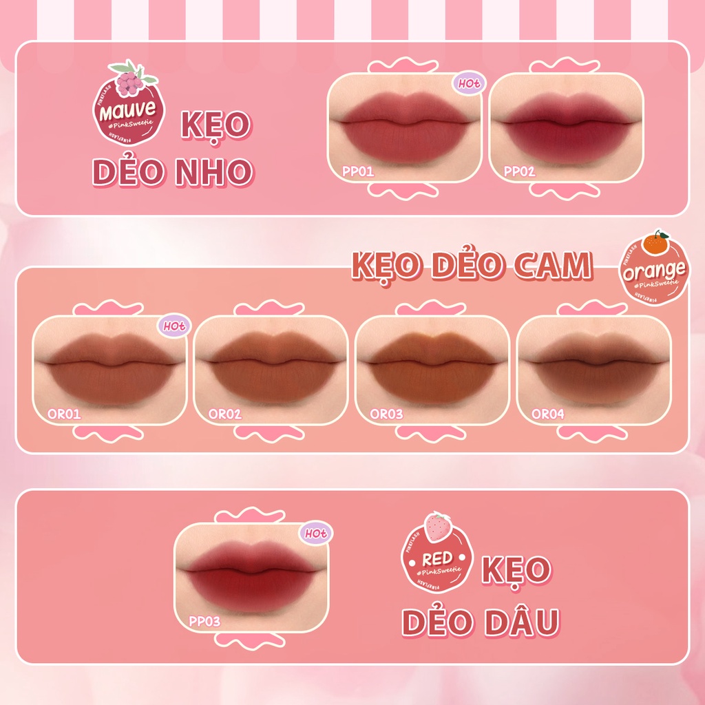 PINKFLASH #Pinksweetie Fuzzy-Soft Velvet Matte Lip Clay Lip Mud High Pigment Thành phần dưỡng ẩm Mượt môi bùn cho môi & má