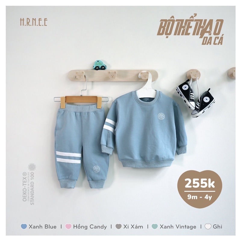 HRNEE ! Bộ quần áo thể thao nỉ da cá cho các bé yêu từ 6m-4y!