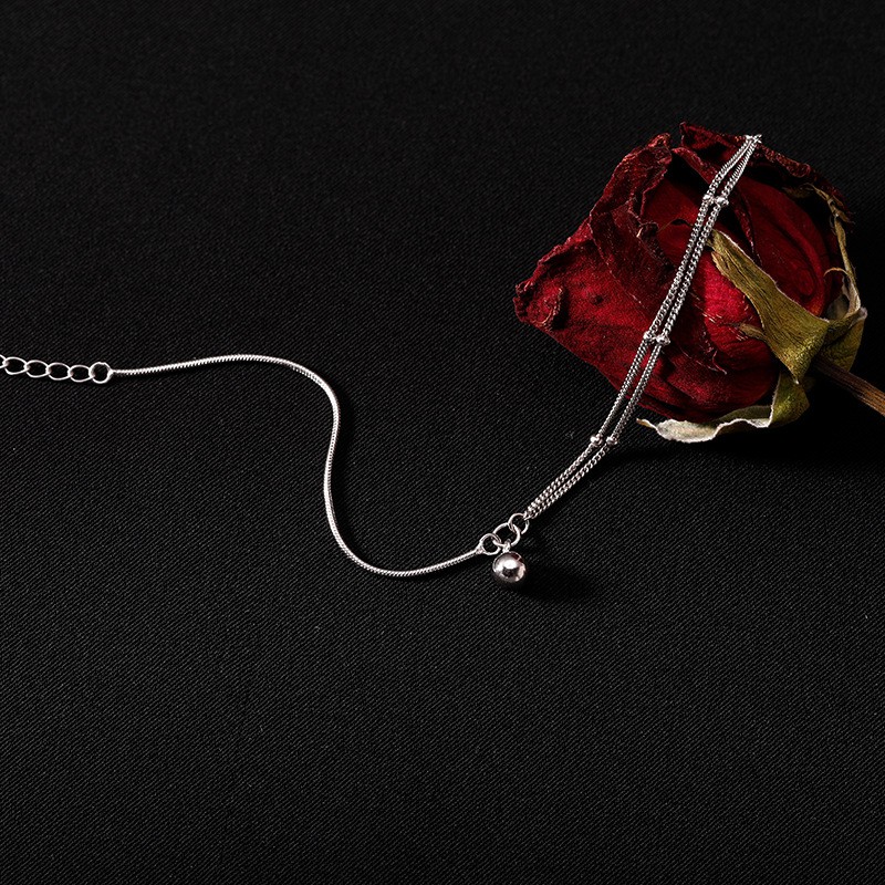 Lắc tay bạc nữ Tralie Jewelry, vòng tay bạc 925 Double Layers đính bi tròn cực trendy 2021