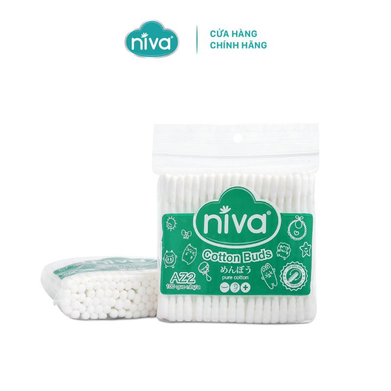 100 Que Bông Tăm Kháng Khuẩn Cao Cấp Niva / Dùng Cho Người Lớn