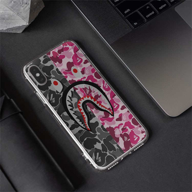 Ốp Lưng Bape Shark  Black and Pink  cho Iphone 5 6 7 8 Plus 11 12 Pro Max X Xr PLQPOD00686