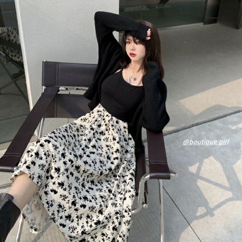váy nữ hoa nhẹ nhàng phong cách hàn quốc