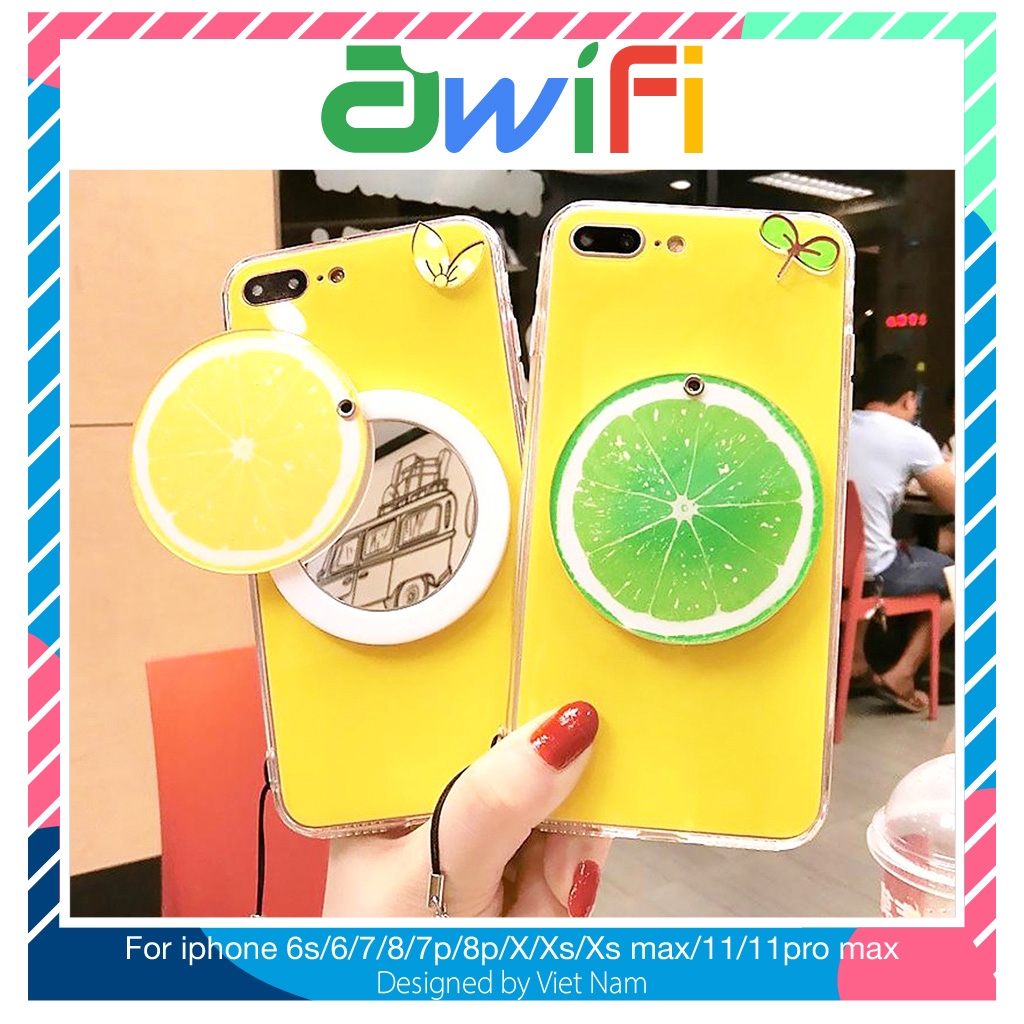 Ốp lưng iphone chanh 3d gương 5/5s/6/6plus/6s/6splus/7/7plus/8/8plus/x/xr/xs/11/12/pro/max/plus/promax - Awifi Case
