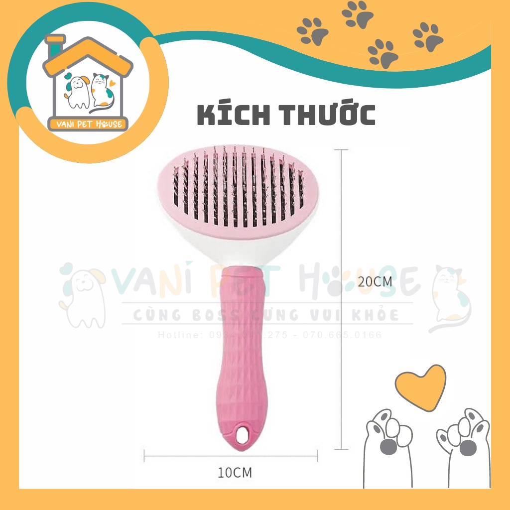 Lược CLEAN chải lông chó mèo cao cấp có nút bấm (đọc kĩ thông tin)
