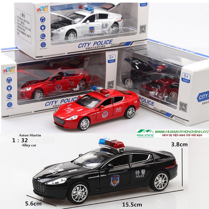 Mô hình xe cảnh sát Aston Martin 6 Police bằng kim loại - Tỷ lệ 1:32