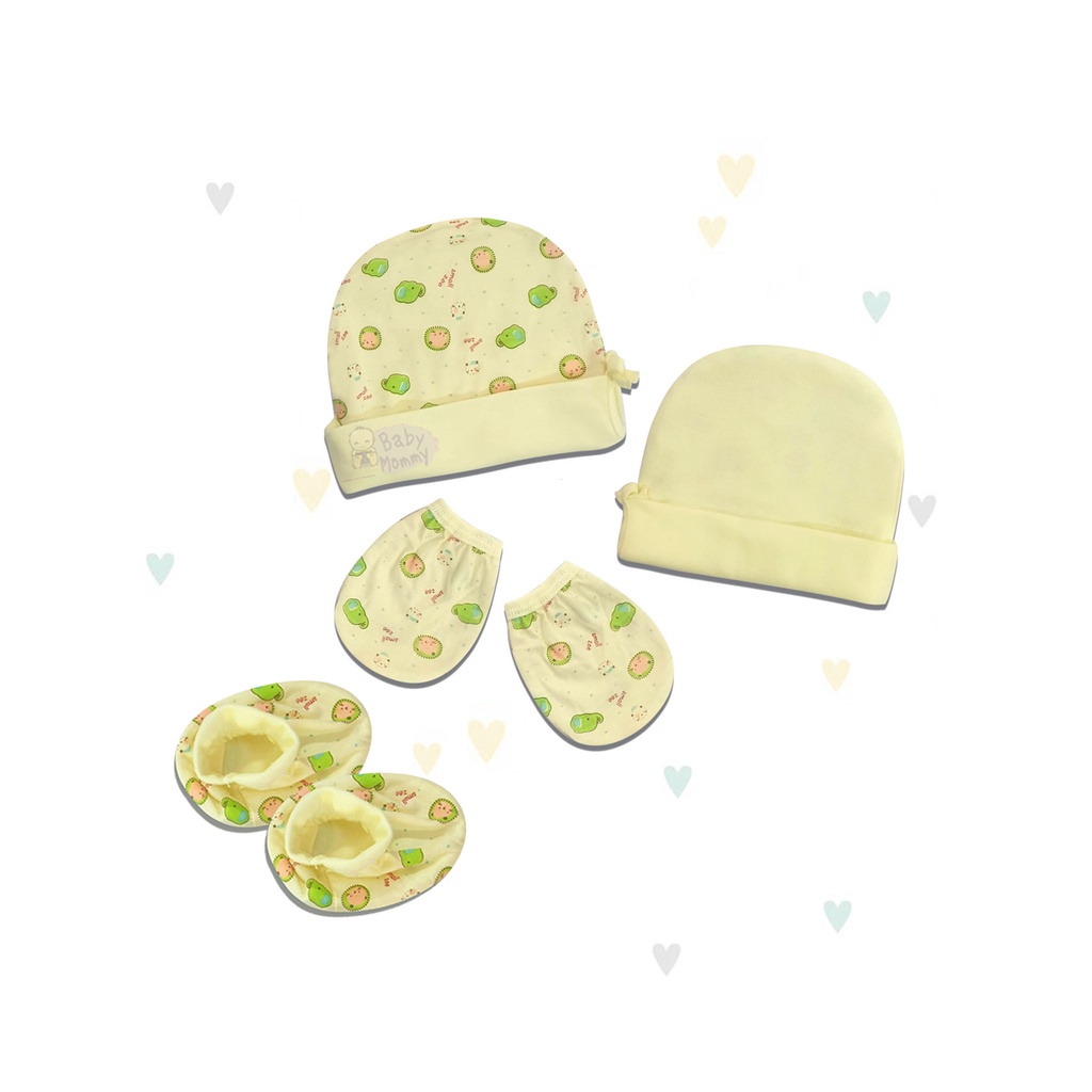 Bộ nón, bao tay, bao chân (bamboo) sơ sinh Babymommy - màu ngẫu nhiên