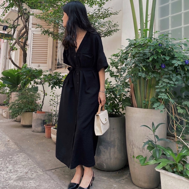 Đầm cổ V form suông rộng - Vivi Dress