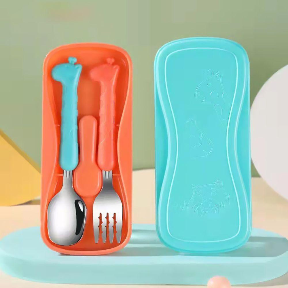 KUNHEV Bộ 2 Món Dụng Cụ Ăn Uống Gồm Muỗng Nĩa Bằng Thép Không Gỉ Cho Bé