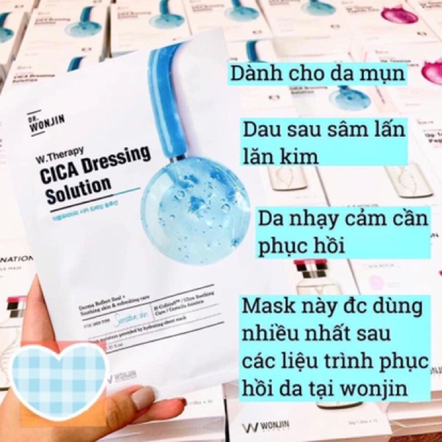 MẶT NẠ GIẤY WONJIN MASK Cica Dressing Solution - Màu xanh da trời