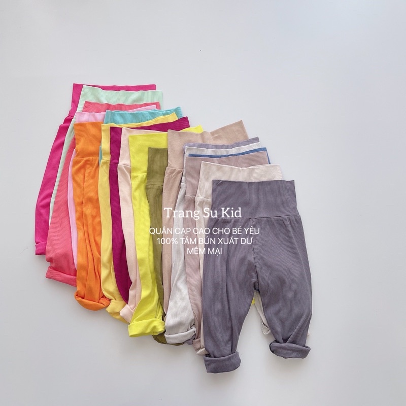 Combo 5 Quần Tăm cạp cao Chất tăm bún siêu co giãn cho bé trai và bé gái 8kg-14kg