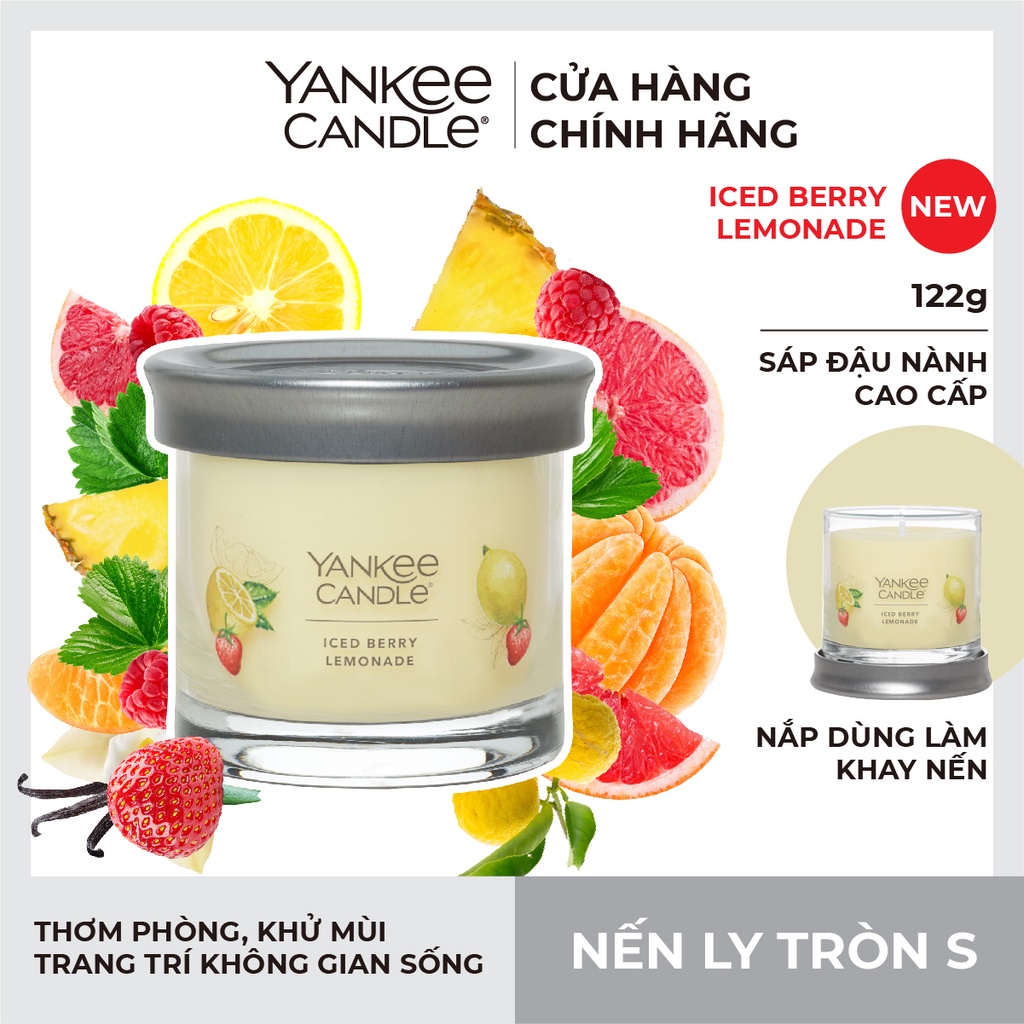 Nến ly tròn sáp đậu nành Yankee Candle size S (122g) - Iced Berry Lemonade