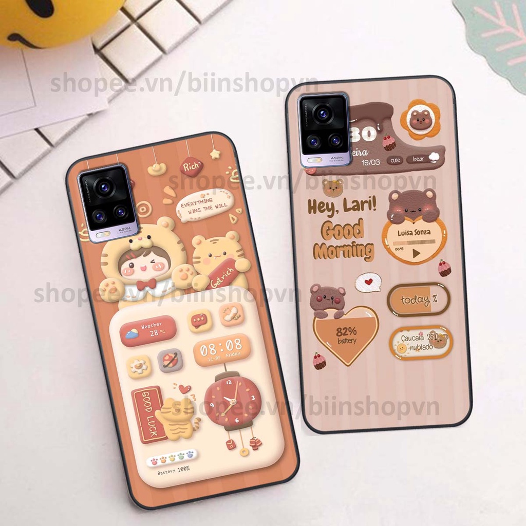 Ốp Vivo V20 in 3D icon gấu nổi siêu xinh, siêu đáng yêu, cá tính phong cách