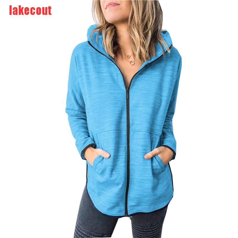 {lakecout}Women's autumn and winter coat zipper Hoodie Sweatshirt BZT