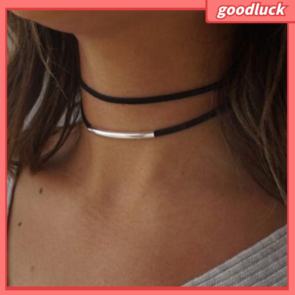 Vòng Cổ Choker Hai Lớp Phong Cách Gothic Cho Nữ