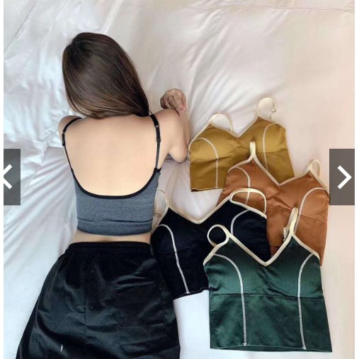 MỚI HÓT- ÁO BRA KHOÉT LƯNG SÂU CROPTOP TẠO EO( CÓ ĐỆM NGỰC)