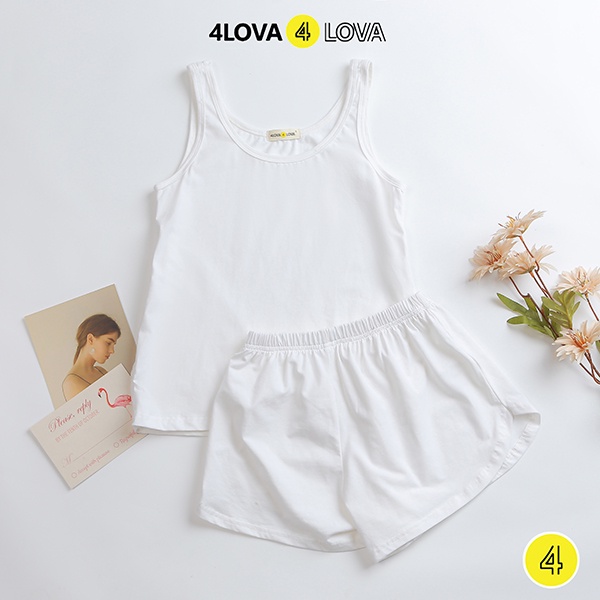 Sét bộ đồ sát nách nữ mặc nhà 4LOVA chất thun cotton cao cấp