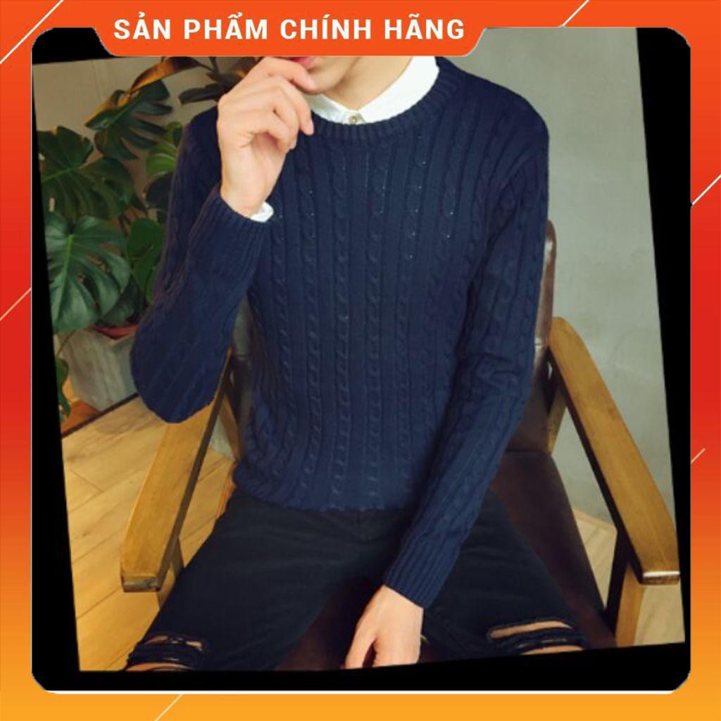 Áo len nam cổ tròn vặn thừng _HÀNG VIỆT NAM